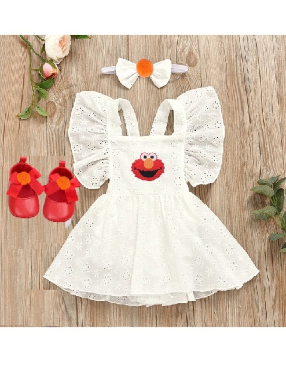 Elmo Dress  Birthday Romper Dress Clothes Sesame Street outfit bodysuit jumpsuit
